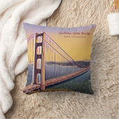 ゴールデンゲートブリッジサンフランシスコ絵画ヴィンテージ クッション (ブランケット)