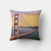ゴールデンゲートブリッジサンフランシスコ絵画ヴィンテージ クッション (裏面)