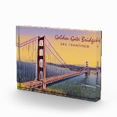 ゴールデンゲートブリッジサンフランシスコ絵画ヴィンテージ フォトブロック (右)