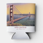 ゴールデンゲートブリッジサンフランシスコ絵画ヴィンテージ 缶クーラー (正面)