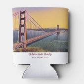 ゴールデンゲートブリッジサンフランシスコ絵画ヴィンテージ 缶クーラー (裏面)