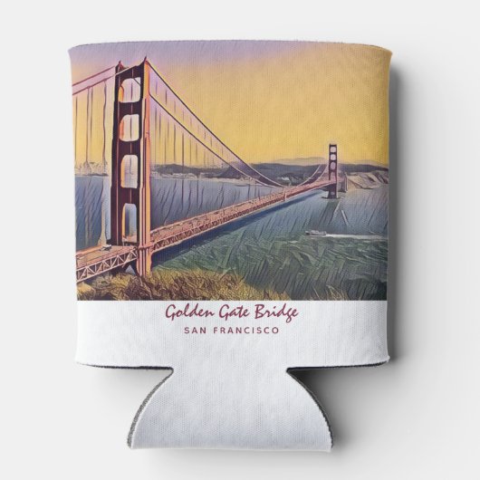 ゴールデンゲートブリッジサンフランシスコ絵画ヴィンテージ 缶クーラー (裏面)