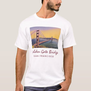 ゴールデンゲートブリッジサンフランシスコ絵画ヴィンテージ Tシャツ