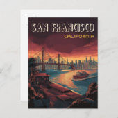 ゴールデンゲートブリッジ付きサンフランシスコのスカイライン ポストカード (正面/裏面)