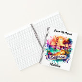 ゴールデンゲートブリッジ日没のパームの木々とビュー ノートブック (内部)