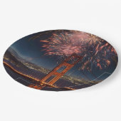 ゴールデンゲートブリッジ花火独立記念日 ペーパープレート (アングル)