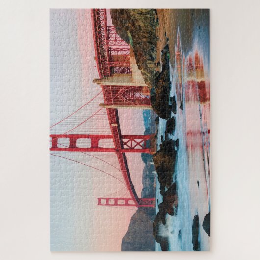 ゴールデンゲートブリッジ装飾用クッション ジグソーパズル (縦)