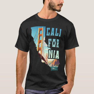 ゴールデンゲートブリッジ記念品サンフランシスコCの地図 Tシャツ
