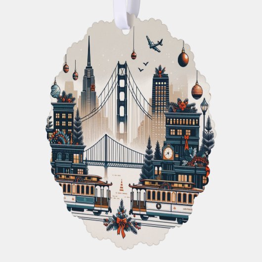 ゴールデンゲートホリデー魔法サンフランシスコクリスマス オーナメントカード (左)