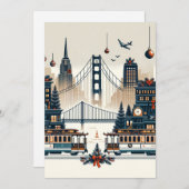 ゴールデンゲートホリデー魔法サンフランシスコクリスマス サンキューカード (正面/裏面)