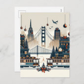 ゴールデンゲートホリデー魔法サンフランシスコクリスマス シーズンポストカード (正面/裏面)