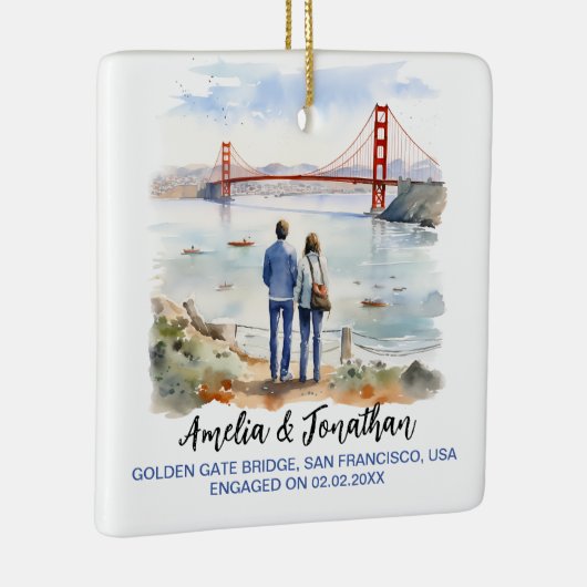 ゴールデンゲート,サンフランシスコ,水彩旅行アート セラミックオーナメント (右)