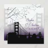 ゴールデンゲート/DIYバックグラウンドでのPixDezinesの夕日 招待状 (正面/裏面)