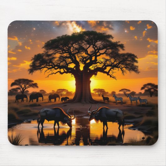 ゴールデンコズミックウォーターリングホールサンセット マウスパッド (正面)