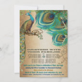 ゴールデンコッパー金ゴールド孔雀の羽根 招待状 (正面)