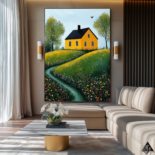 ゴールデンコテージリトリート – ナイフコージーカントリーサイドアート ポスター