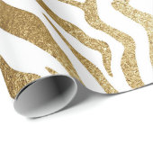 ゴールデンコンテンポラリーゼブラホワイトアニマルスキンVIP ラッピングペーパー (ロールコーナー)