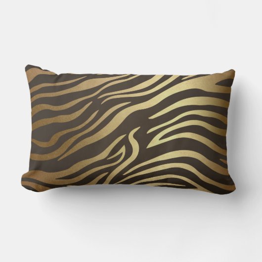 ゴールデンコンテンポラリーブラックゼブラサファリスキン ランバークッション (正面)