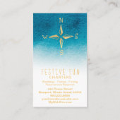 *~*ゴールデンコンパスシービーチ海ホワイトティール（緑がかった色）ブルー 名刺 (裏面)