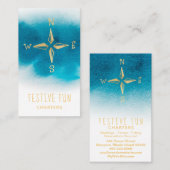 *~*ゴールデンコンパスシービーチ海ホワイトティール（緑がかった色）ブルー 名刺 (正面/裏面)