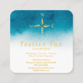 *~*ゴールデンコンパスビーチ海ホワイトティール(緑がかった色)ブルーシー スクエア名刺 (裏面)