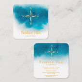 *~*ゴールデンコンパスビーチ海ホワイトティール(緑がかった色)ブルーシー スクエア名刺 (正面/裏面)