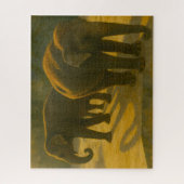 ゴールデンコンパニオン – Elephant Trio in Warm Light ジグソーパズル (縦)