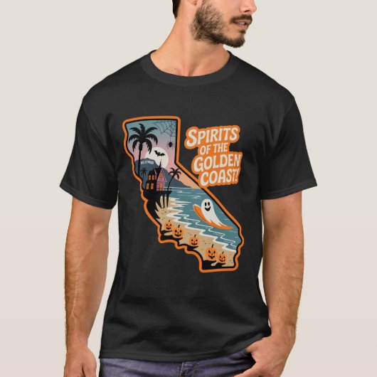 ゴールデンコーストの霊!カリフォルニアサーフィン Tシャツ (正面)