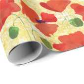 ゴールデンコーンの背景に緋色の野原のケシ ラッピングペーパー (ロールコーナー)