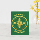 ゴールデンゴルフボールとホリークリスマスカード カード (黄色い花)