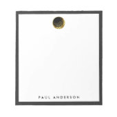 ゴールデンゴルフボールロゴゴルファーエレガントモノグラム ノートパッド (正面)