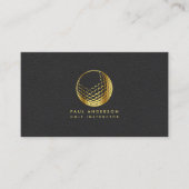ゴールデンゴルフボールロゴゴルファーエレガントモノグラム 名刺 (正面)