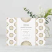 ゴールデンサッカーボール模様スポーツパーティー 招待状 (スタンド正面)