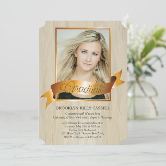 ゴールデンサッシュ写真卒業発表/招待状 招待状 (スタンド正面)