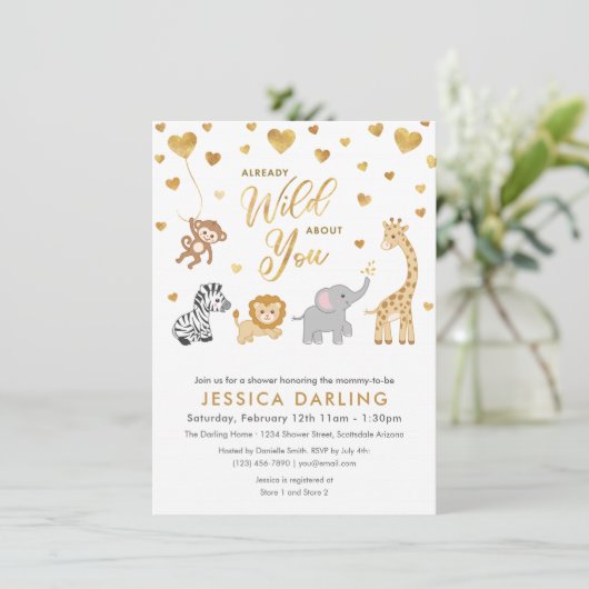 ゴールデンサファリベイビーシャワーテーマ招待状 招待状 (スタンド正面)