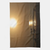 ゴールデンサマーサンセットリフレクションオンビーチ キッチンタオル (縦)