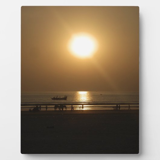 ゴールデンサマーサンセットリフレクションオンビーチ フォトプラーク (正面)