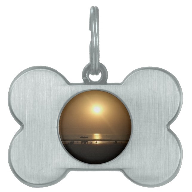 ゴールデンサマーサンセットリフレクションオンビーチ ペットネームタグ (正面)