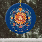 ゴールデンサンとフローラマンダラピースアンドラブブルー セラミックオーナメント