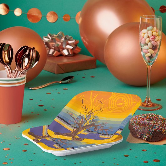 ゴールデンサンセットアート ペーパープレート