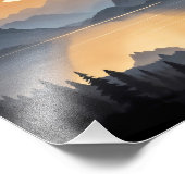 ゴールデンサンセットオ威厳のあるーバーマウンテンランドスケープアート フォトプリント            (角)