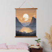 ゴールデンサンセットオ威厳のあるーバーマウンテンランドスケープアート 吊り下げ型タペストリー (寝室)