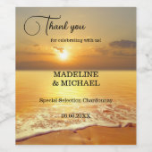 ゴールデンサンセットビーチ目的地ウェディングワインラベル ワインラベル (シングルラベル)