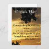 ゴールデンサンセットフラット悔やみや弔慰サンキューカード サンキューカード (正面/裏面)