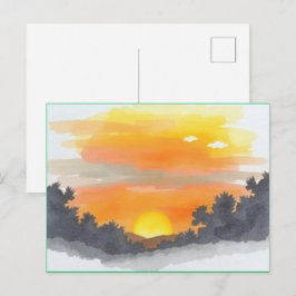 ゴールデンサンセットホライズン風景ポストカード ポストカード