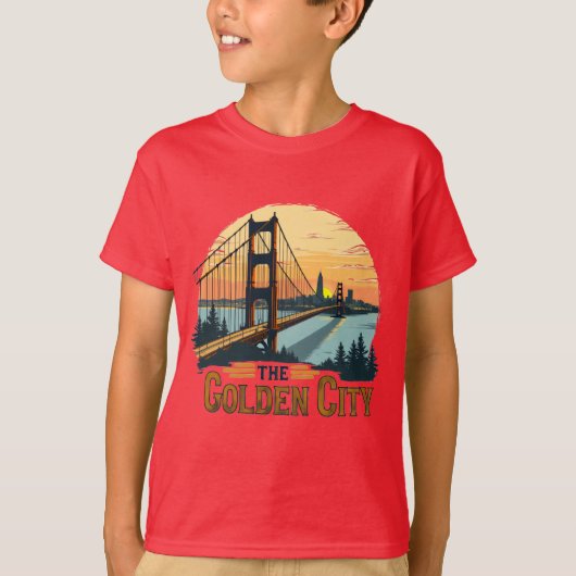ゴールデンサンセット屋外ブリッジシーン Tシャツ (正面)