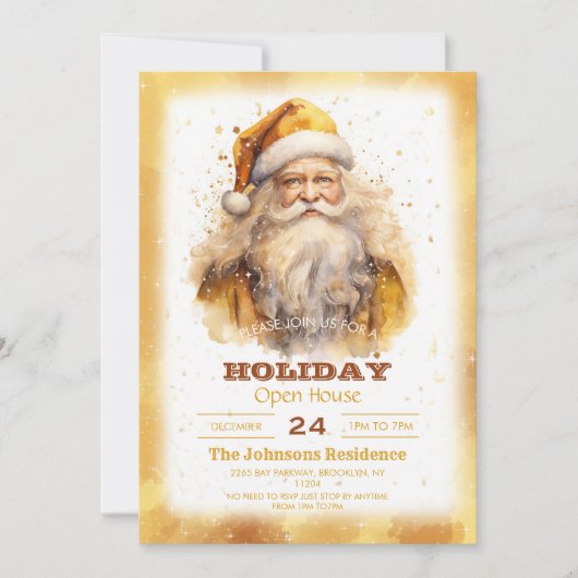 ゴールデンサンタクロースウォーターカラー 招待状 (正面)