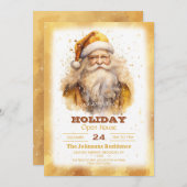 ゴールデンサンタクロースウォーターカラー 招待状 (正面/裏面)