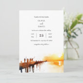 ゴールデンサンダウンスカイピア魚釣りアートビーチ結婚式 招待状 (スタンド正面)