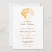 ゴールデンサンドシーシェル結婚式招待状 招待状 (正面)